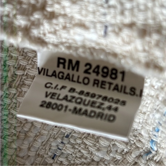 Vilagallo Open Front Cotton Woven Jacket with Fringe, Off White - Picture 7 of 8